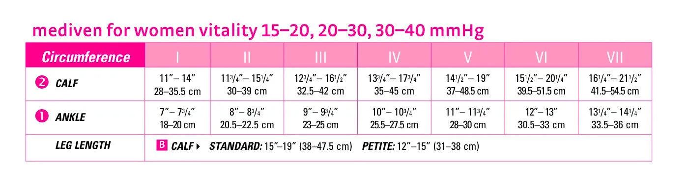 mediven comfort vitality 20-30 mmHg calf closed toe