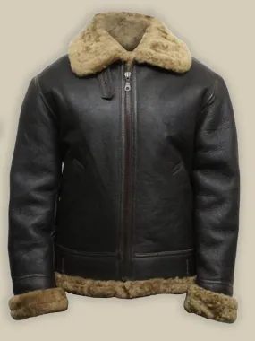 Men's Black B3 Bomber Shearling Leather Jacket