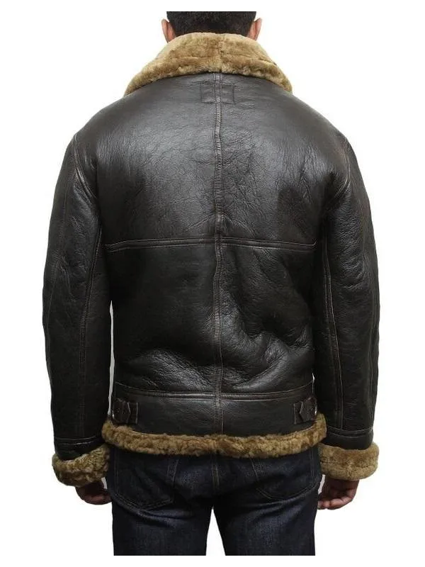 Men's Black B3 Bomber Shearling Leather Jacket