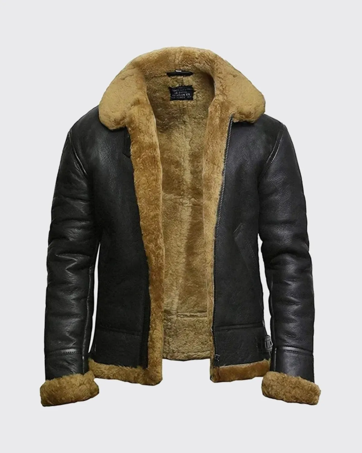 Men's Brown Sheepskin Shearling Jacket - B3 Aviator Flying Jacket