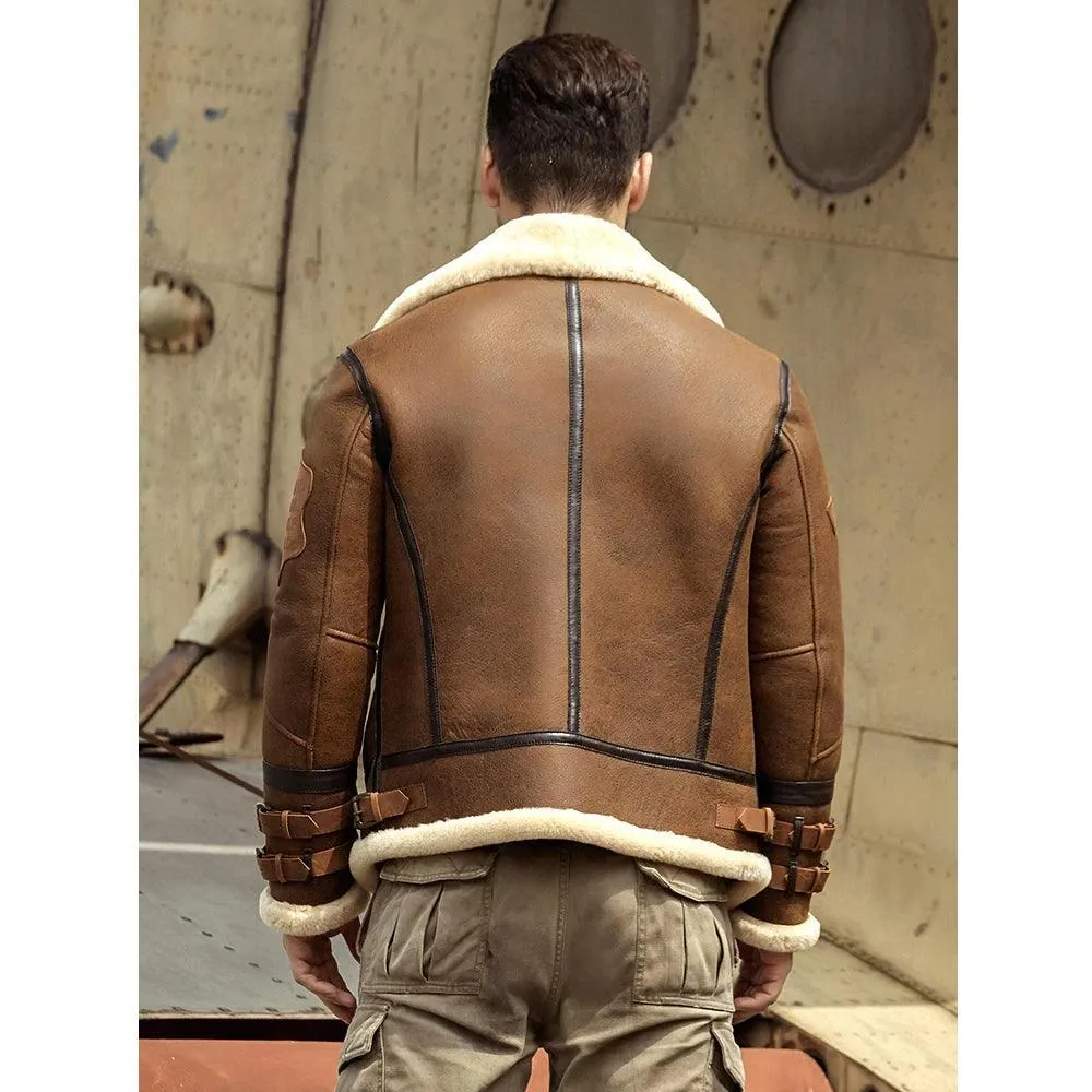 Men's Classic B3 Airforce Sheepskin Shearling Leather Jacket