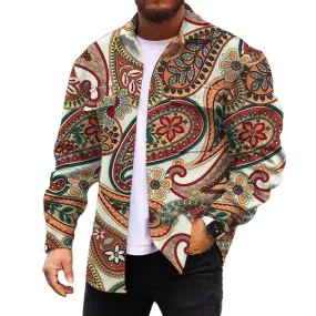 Men's Corduroy Print Long Sleeve Jacket 90678408L