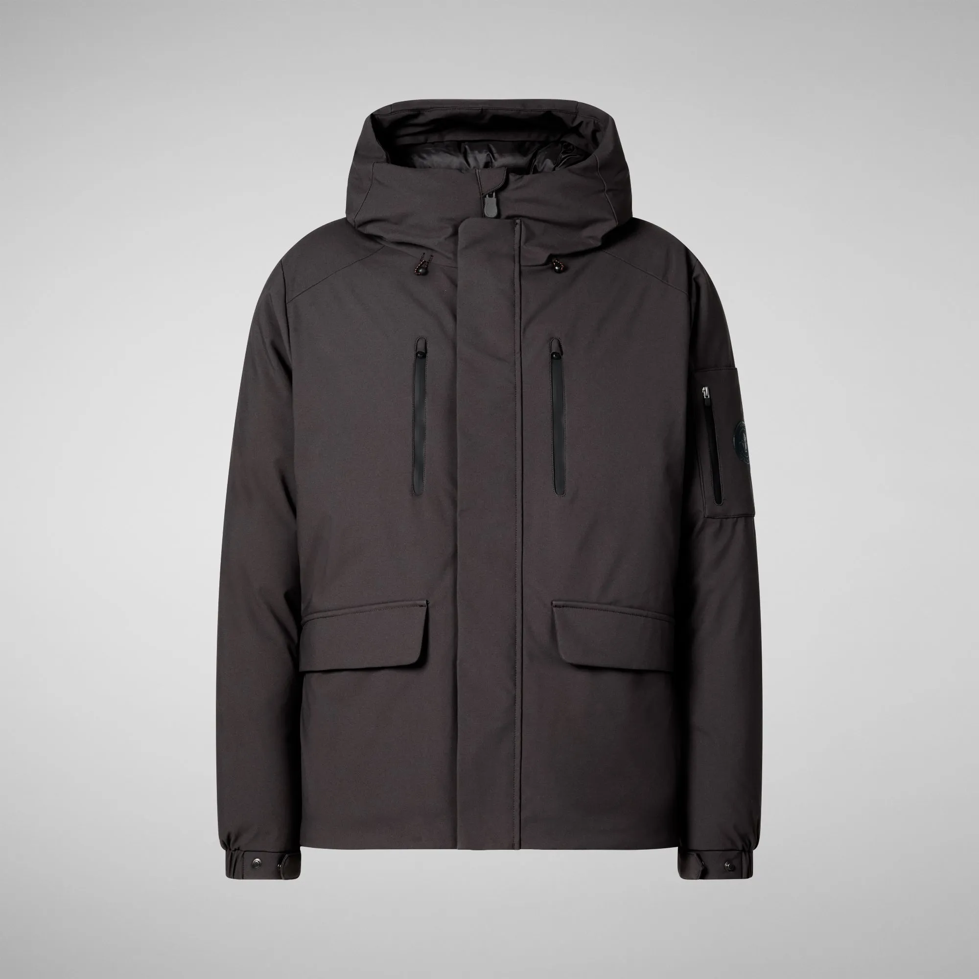 Men's  hooded parka Hiram in brown black