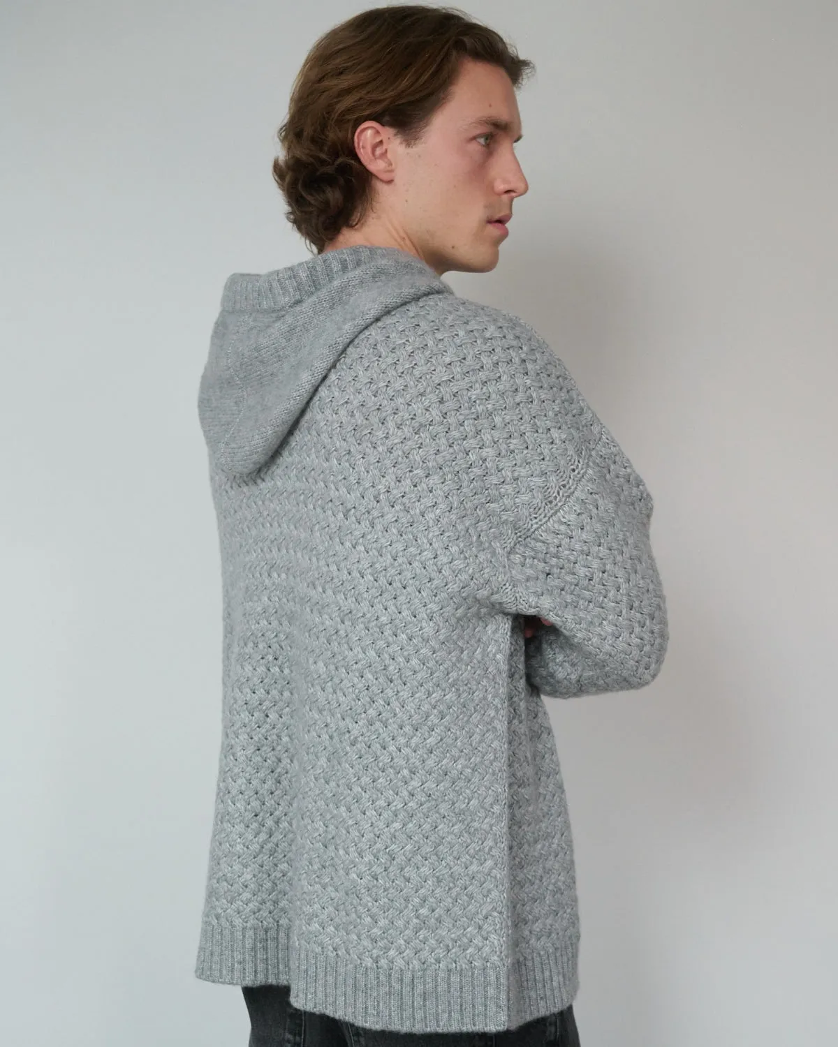 Men's Žilvinas: Fog Grey Merino Wool Hoodie