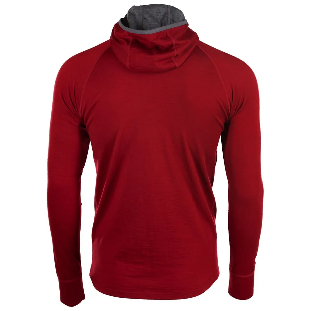 Mens Merino 200 Zip Neck Hoodie (Red)