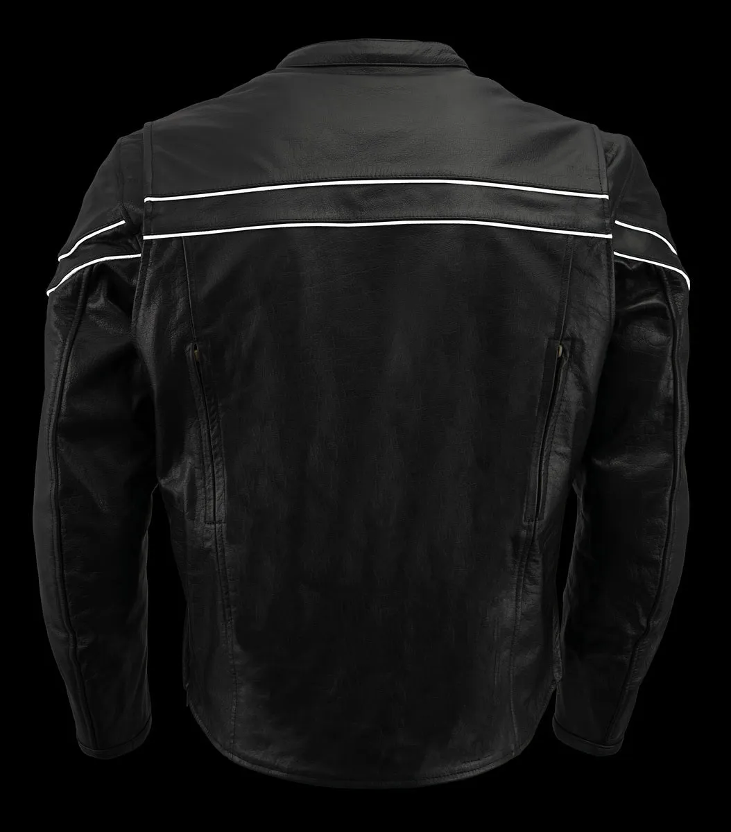 Men’s Premium Buffalo Black Leather Motorcycle Jacket with CE Armor