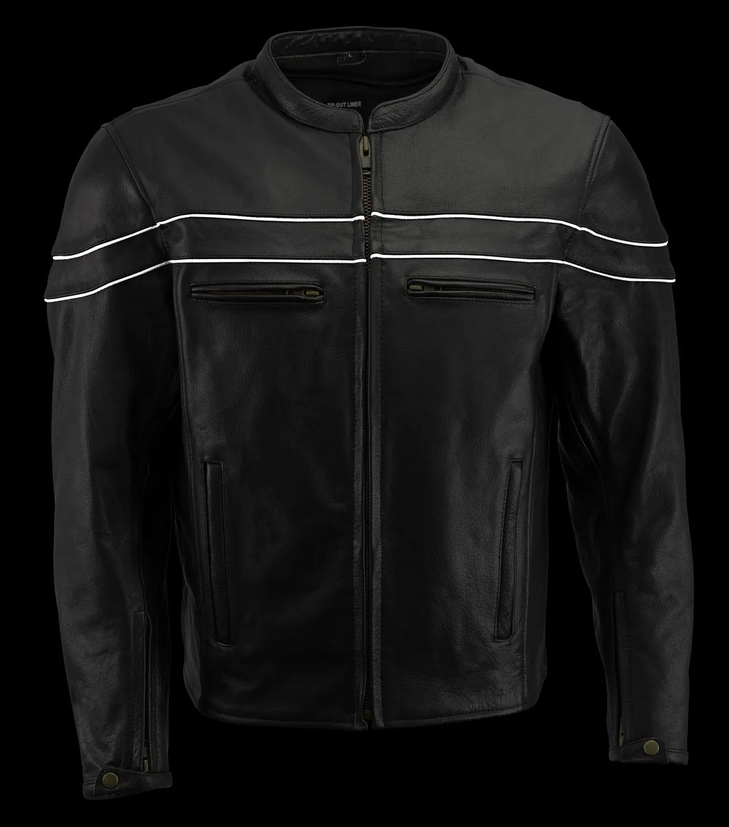 Men’s Premium Buffalo Black Leather Motorcycle Jacket with CE Armor