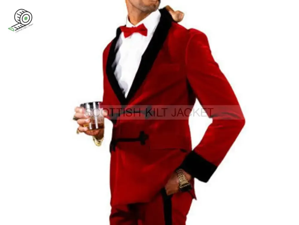 Men's Red Velvet Wedding Blazers