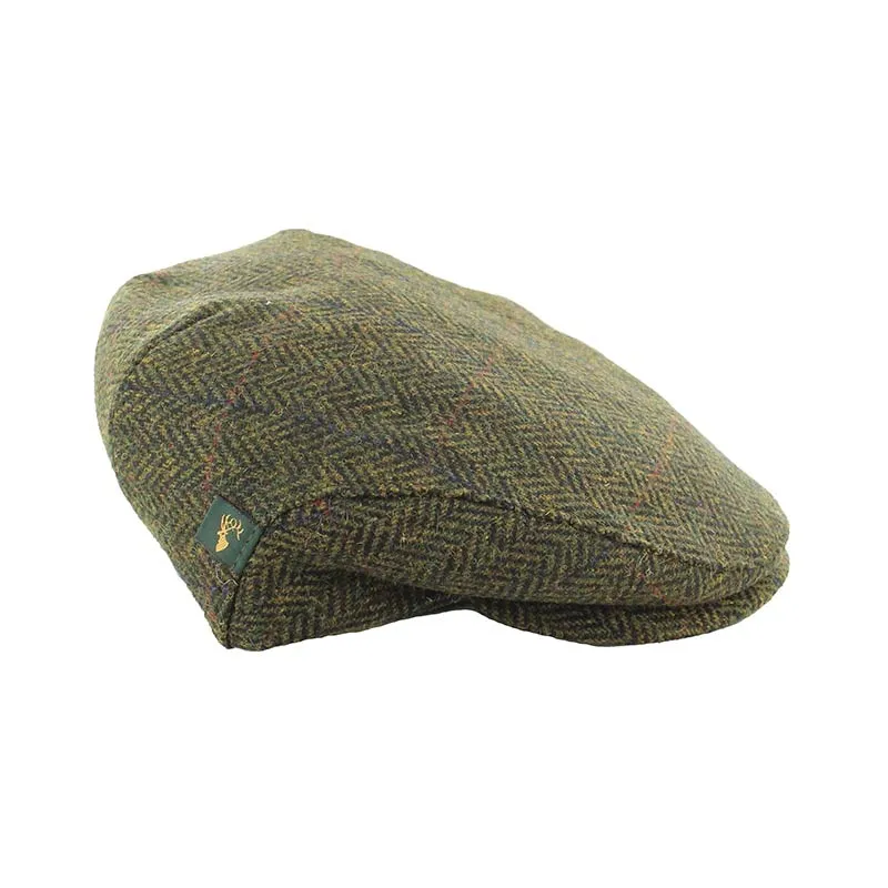 Mens Tweed Flat Cap -Trinity Cap Dark Green