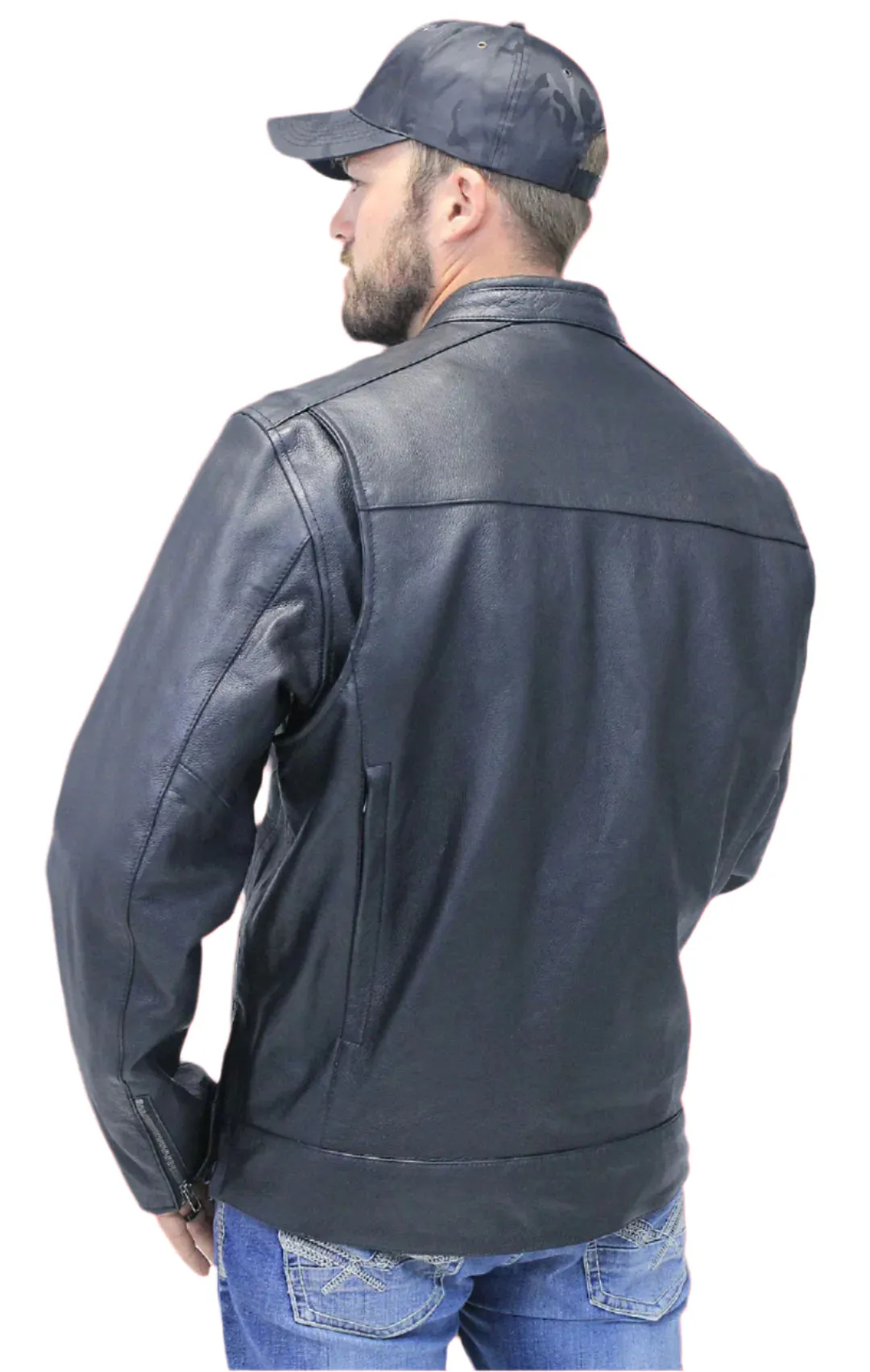 Men's Vented Concealed Pocket Scooter Motorcycle Jacket #M6919VZK