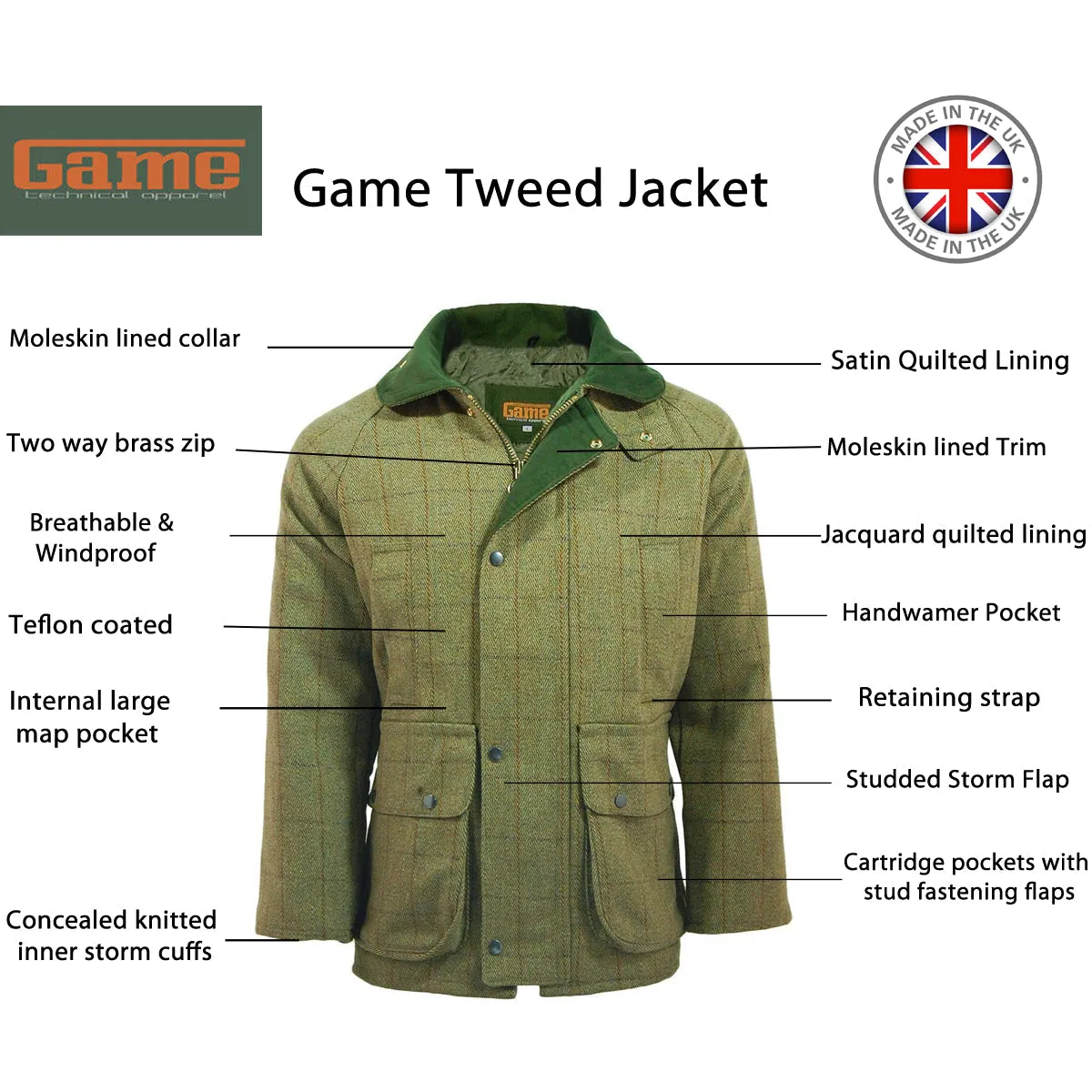 Men's Waterproof & Windproof Tweed Jacket - Durable Outdoor Wear