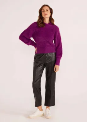 Millie Fluffy Knit Jumper- Plum