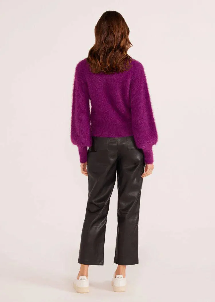 Millie Fluffy Knit Jumper- Plum