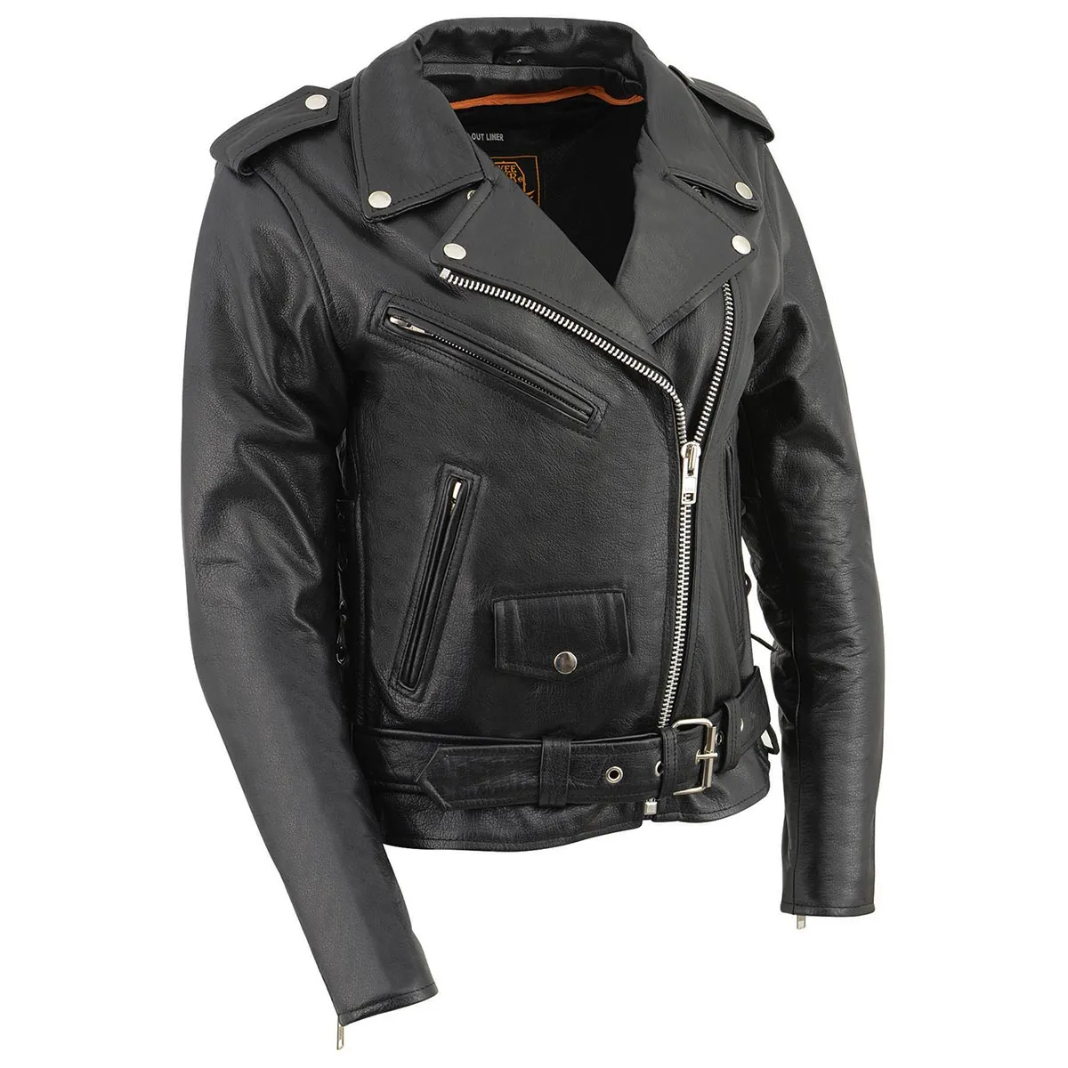 Milwaukee Leather LKL2700 Women's Classic Black Premium Leather Motorcycle Vintage Jacket with Side Laces