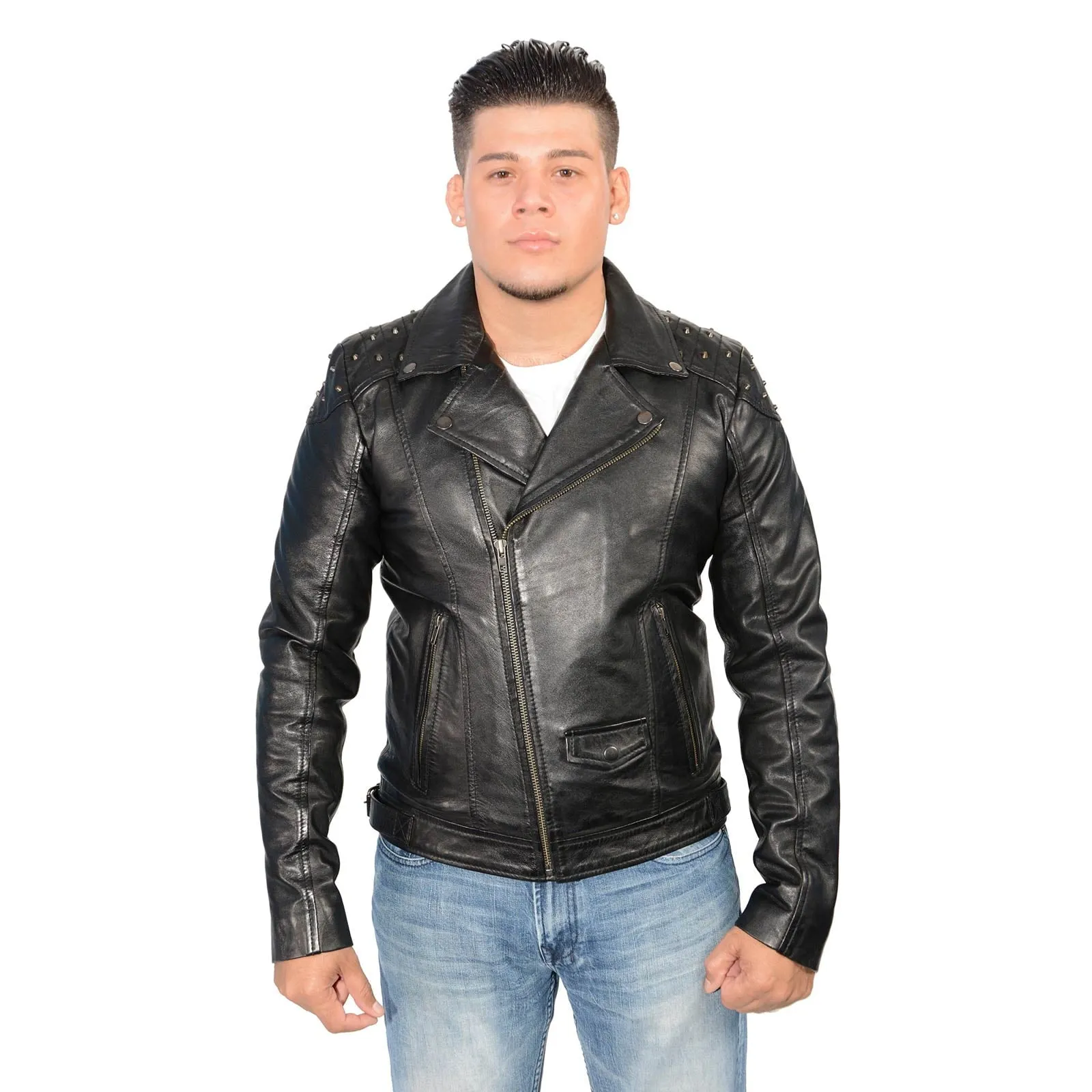 Milwaukee Leather Men's Studded Black Leather Fashion Motorcycle Style