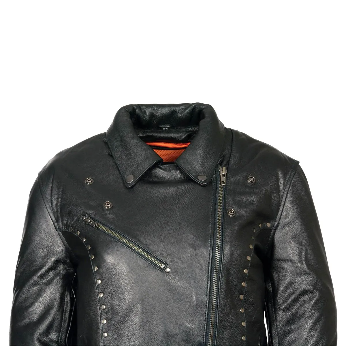 Milwaukee Leather ML1948 Women's Classic Riveted Motorcycle Black Leather Jacket