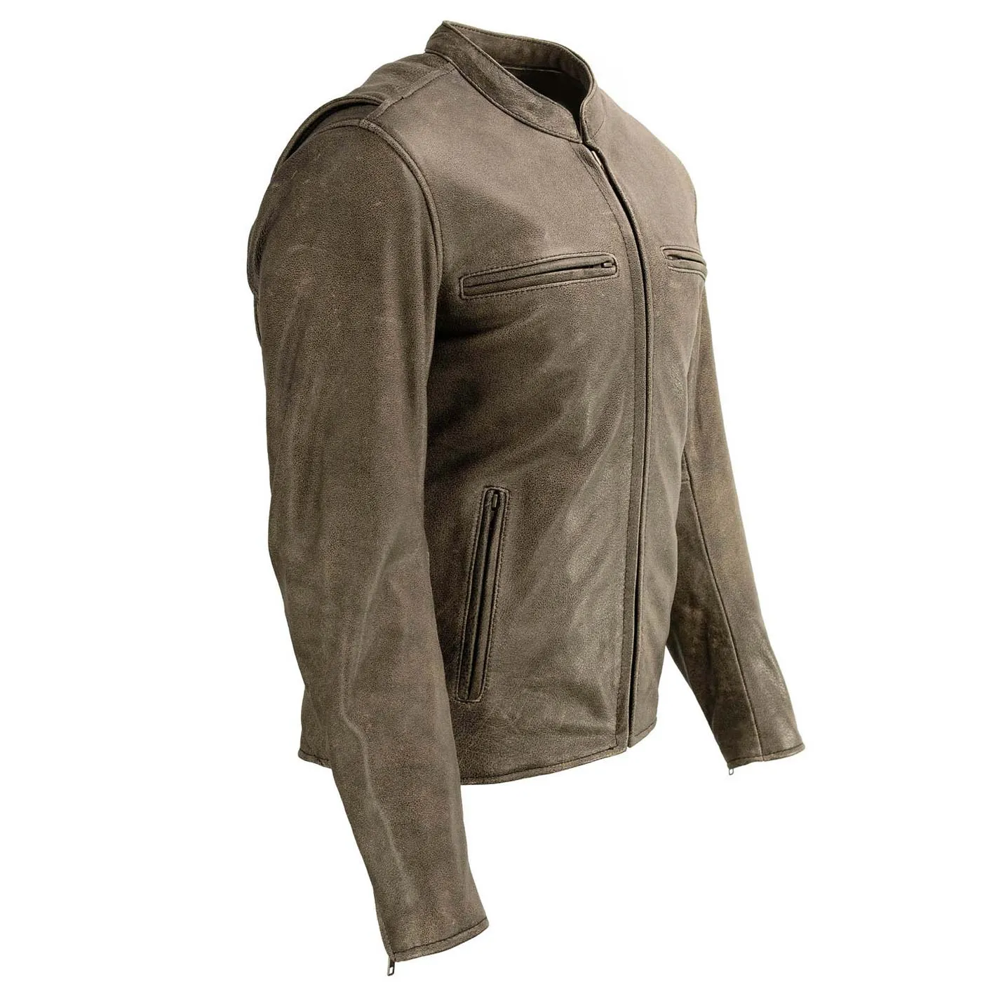 Milwaukee Leather MLM1503 Men's Distressed Brown Racer Motorcycle Vented Leather Rider Jacket