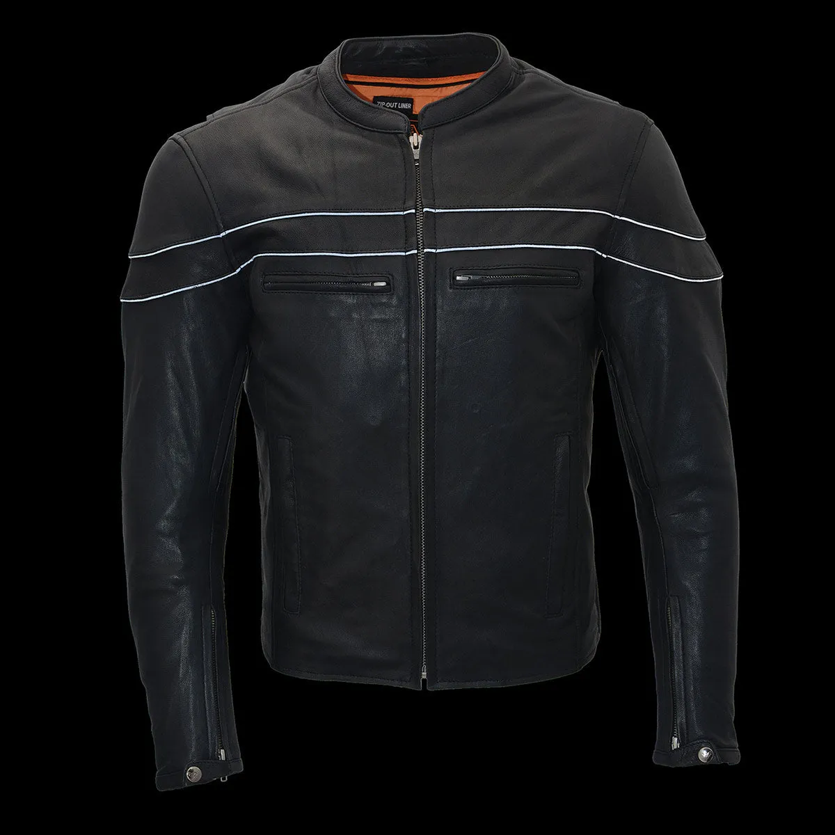 Milwaukee Leather MLM1525 Men's ‘Crossover’ Black Leather Lightweight MC Jacket