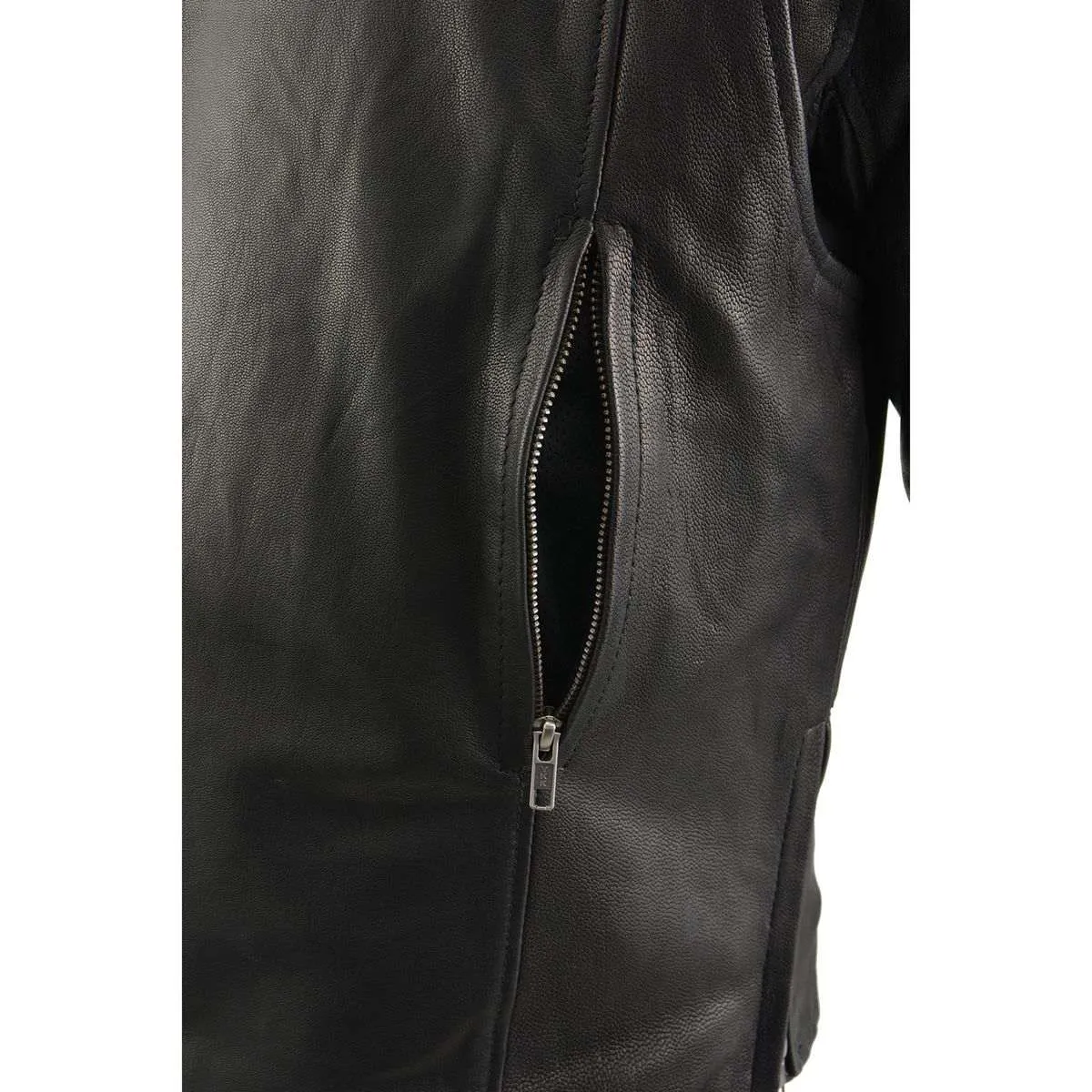 Milwaukee Leather MLM1526 Men's Black 'Stay Cool' Black Leather Sporty Motorcycle Jacket with Cool-Tec