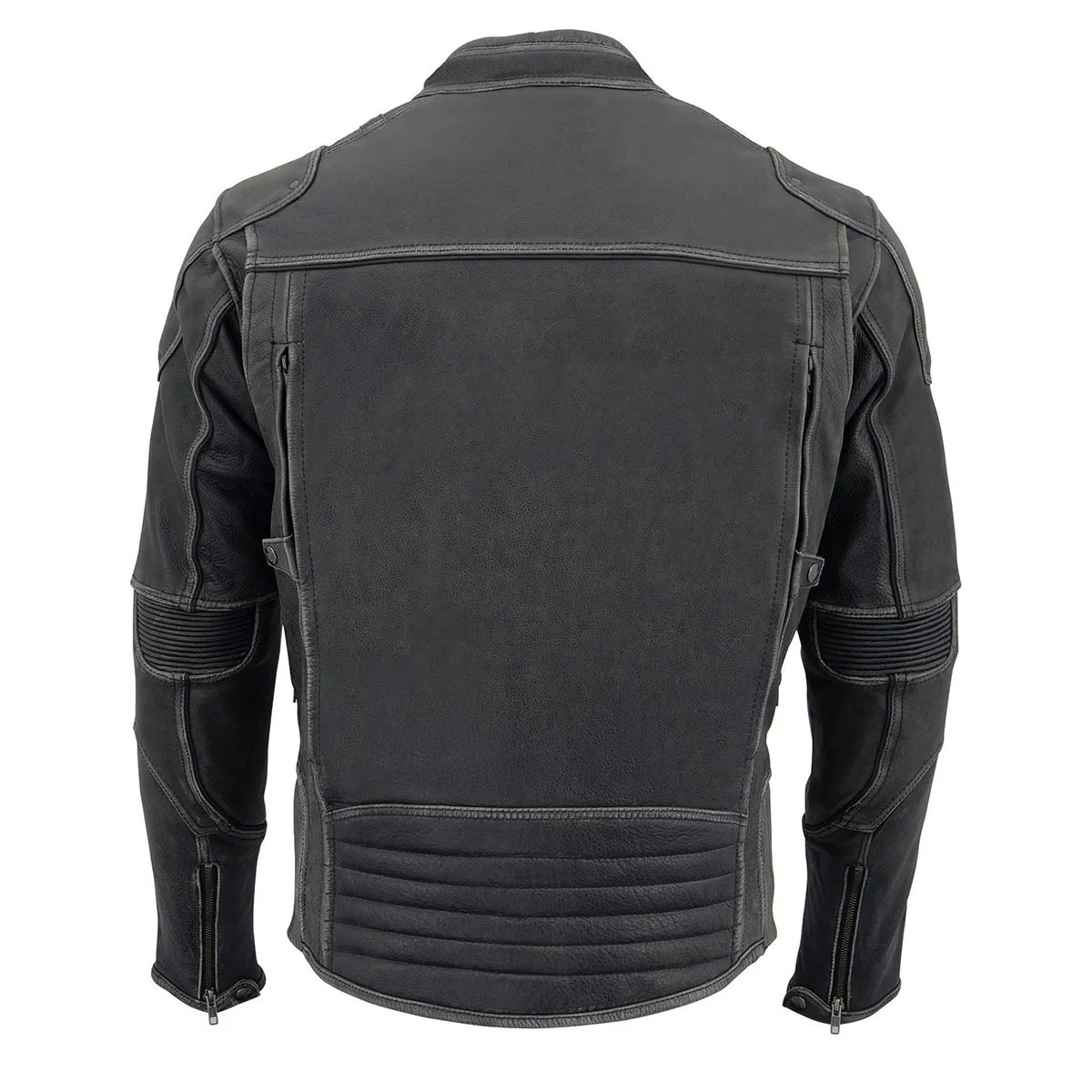 Milwaukee Leather MLM1536 Mens Vintage Distressed Grey Leather Scooter Style Motorcycle Jacket - Reflective Piping