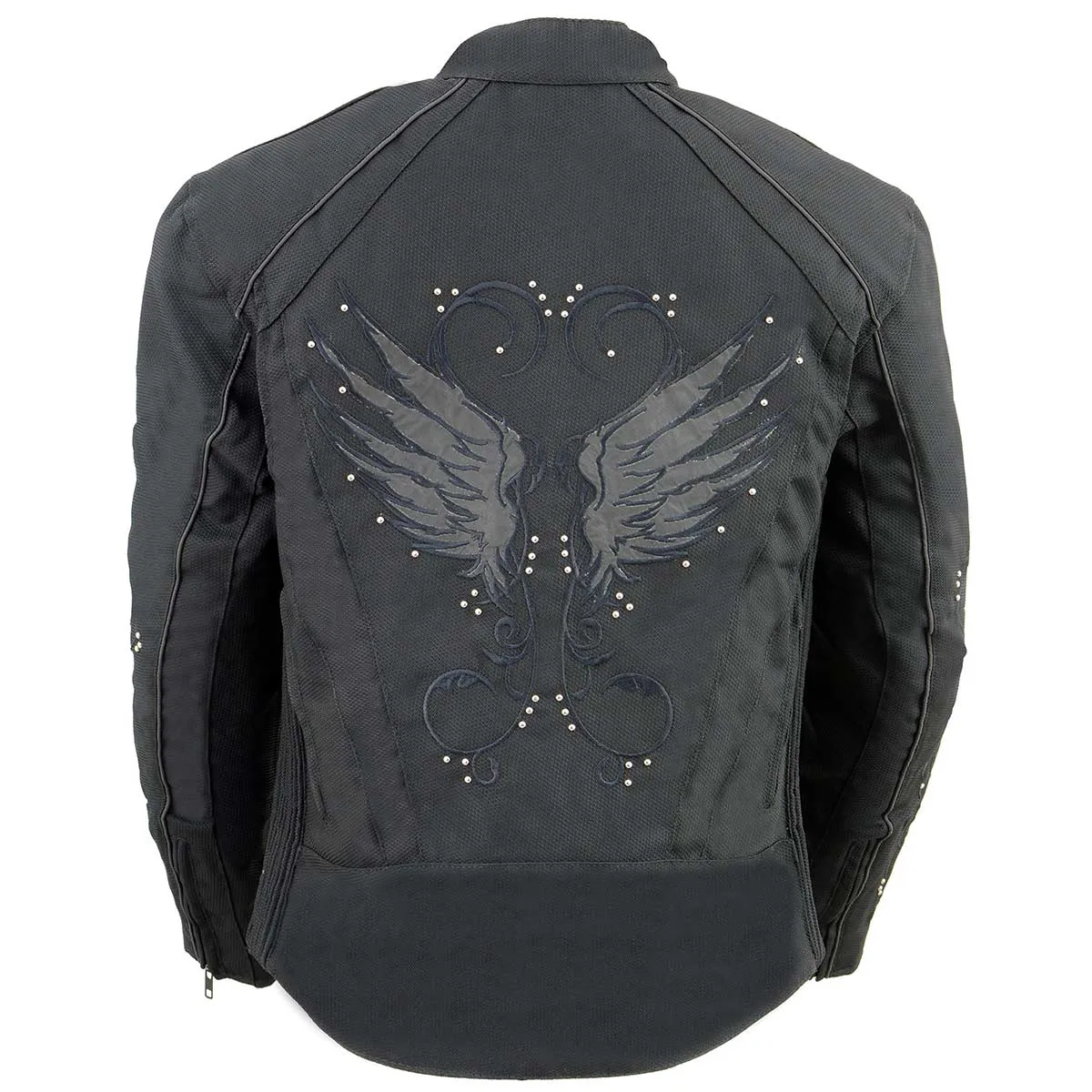 Milwaukee Leather MPL1954 Women's 'Studded Wings' Black Textile Moto