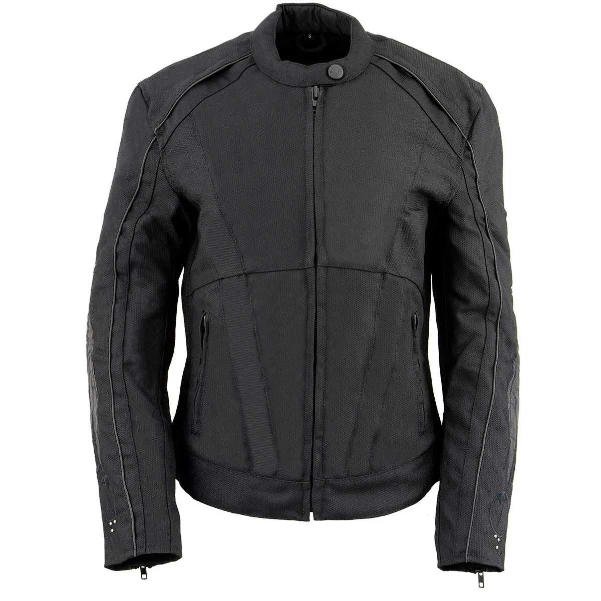 Milwaukee Leather MPL1954 Women's 'Studded Wings' Black Textile Moto