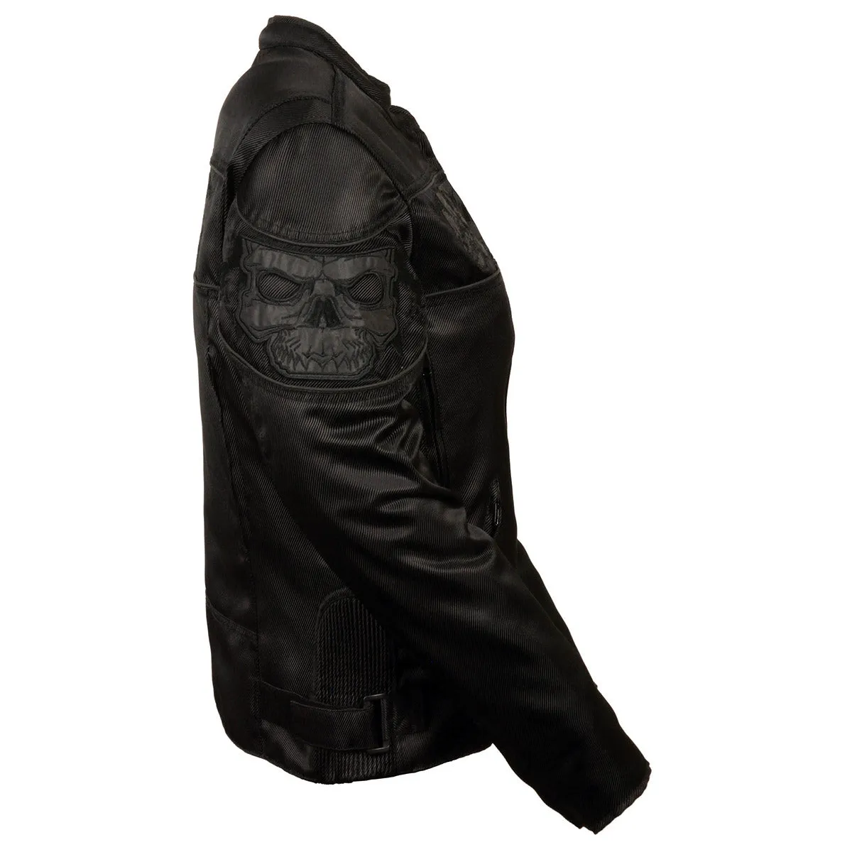 Milwaukee Leather MPL2730 Women's Black Crossover Textile Scooter Jacket with Reflective Skulls