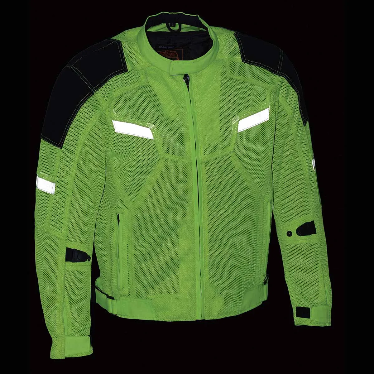 Milwaukee Leather MPM1792 Men's Black and High-Viz Green CE Armored Textile Motorcycle Jacket- All Season Biker Jacket