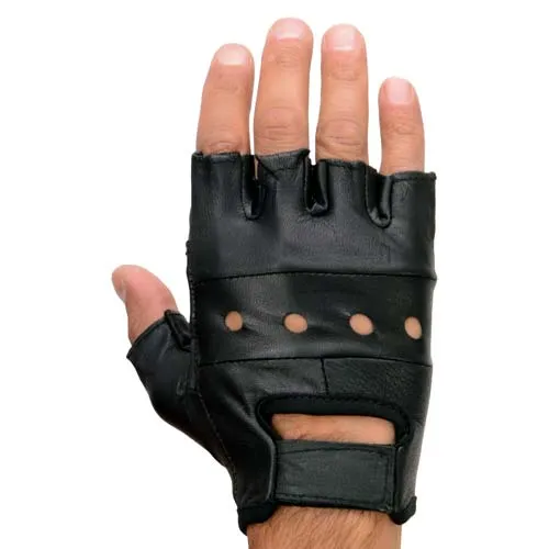 Milwaukee Leather SH216 Men's Black Leather Gel Padded Palm Fingerless