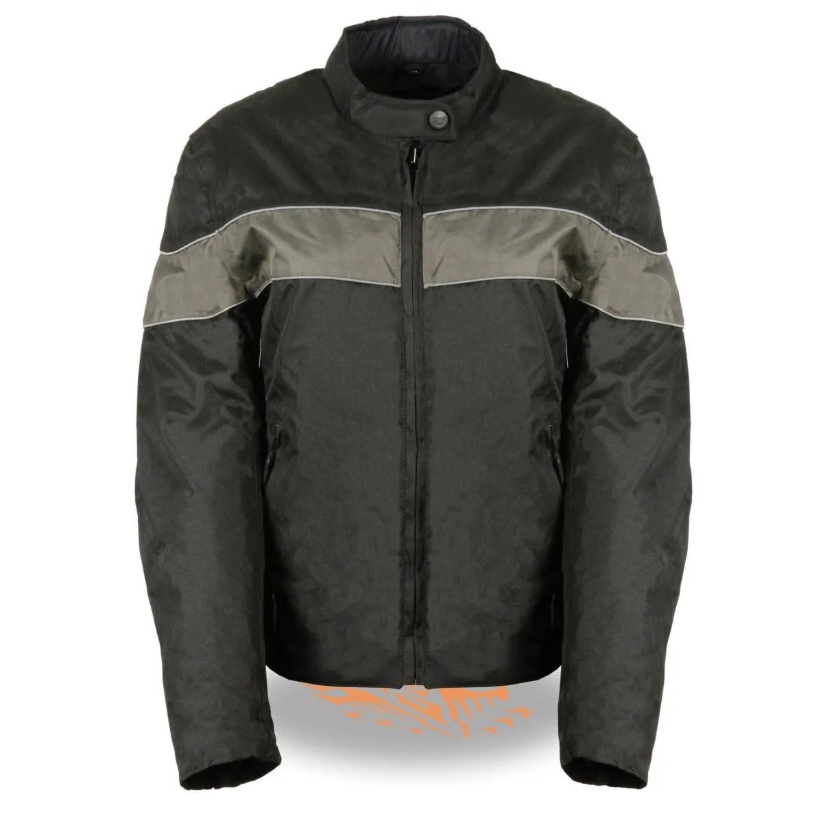 Milwaukee Leather SH2261 Women's Lightweight Black and Grey Textile Motorcycle Jacket with Reflective Piping