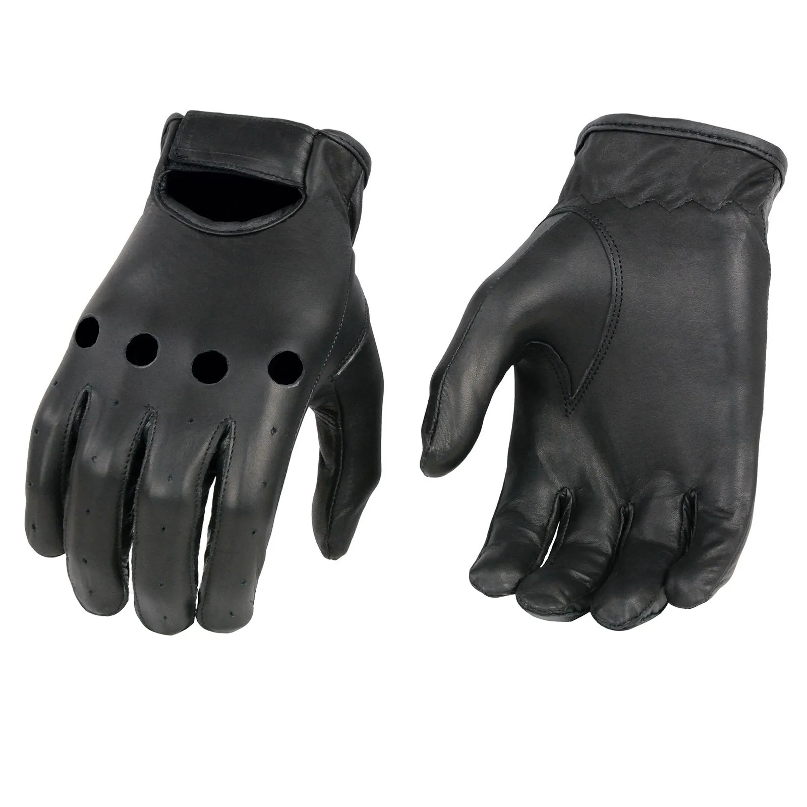 Milwaukee Leather SH247 Men's Black Leather Unlined Classic Style Driving Gloves