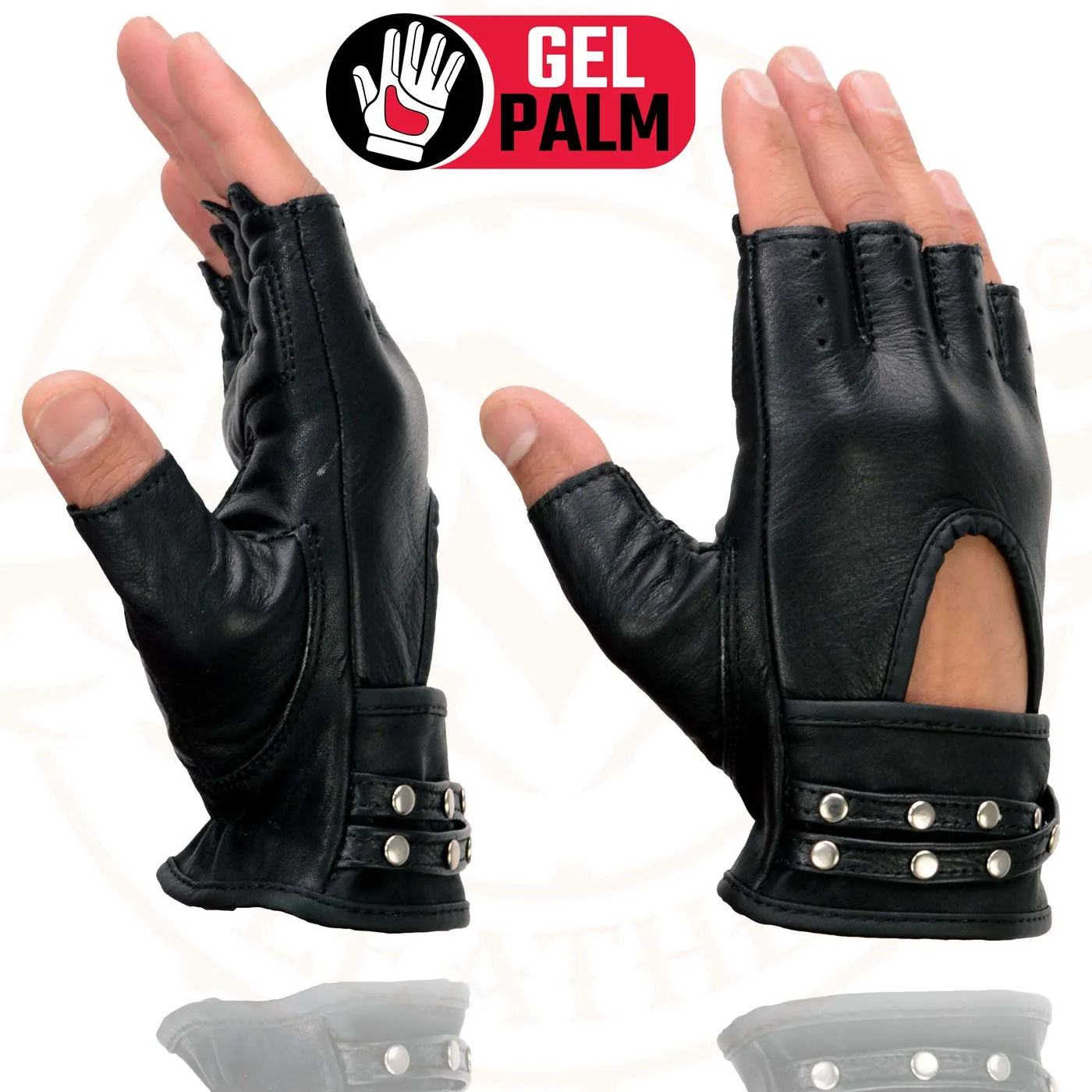 Milwaukee Leather SH461 Women's Black Leather Gel Palm Fingerless