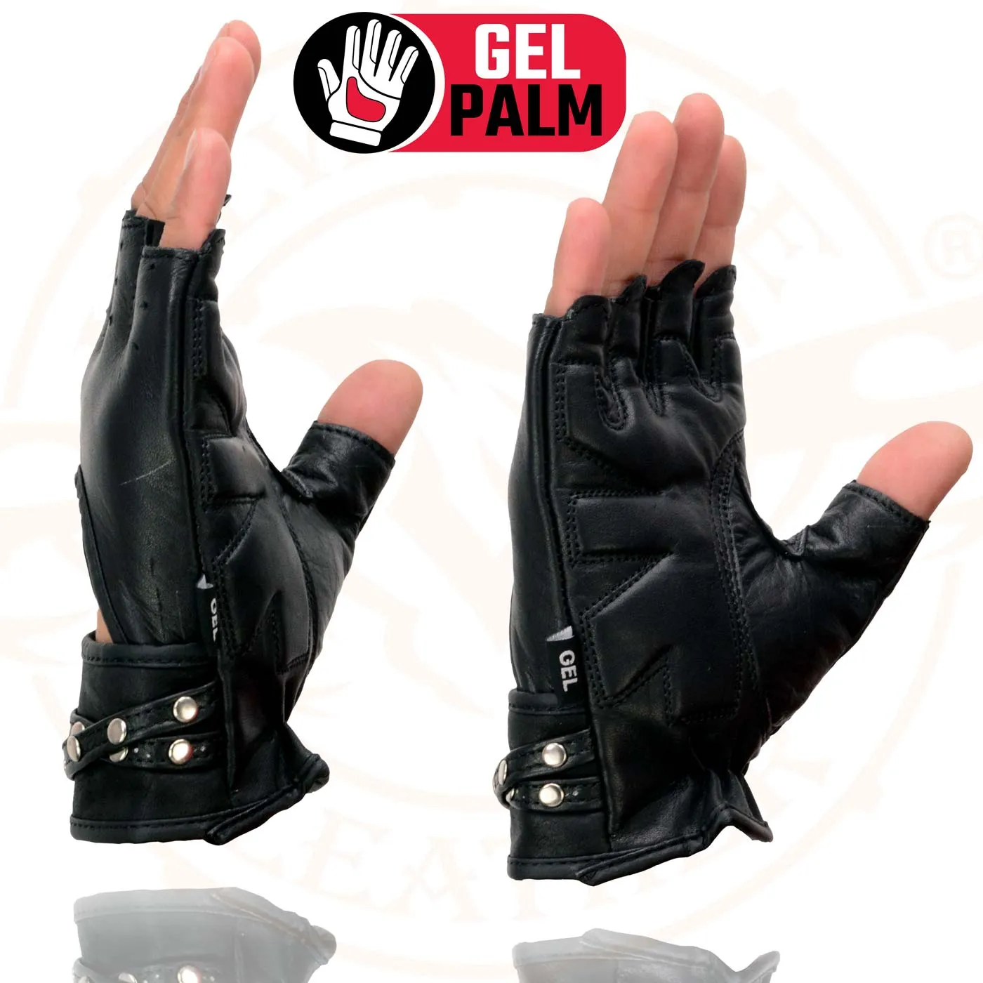 Milwaukee Leather SH461 Women's Black Leather Gel Palm Fingerless