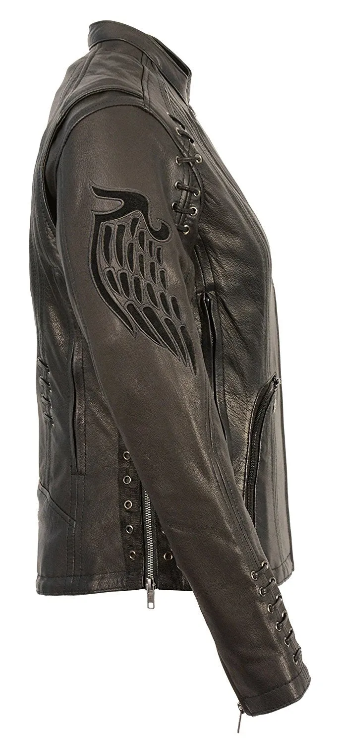 Milwaukee Leather Women's Scooter Jacket with Cutout Wings