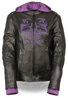 Milwaukee Women's 3/4th Leather Jacket Purple