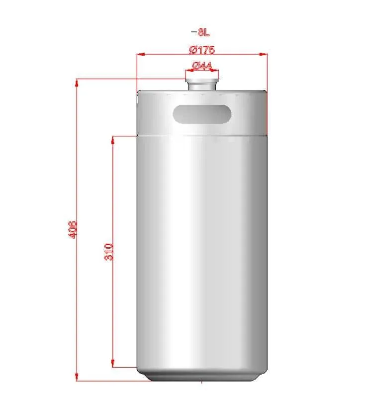 Mini Keg - 8L (approx 270oz) (175mm x 406mm)