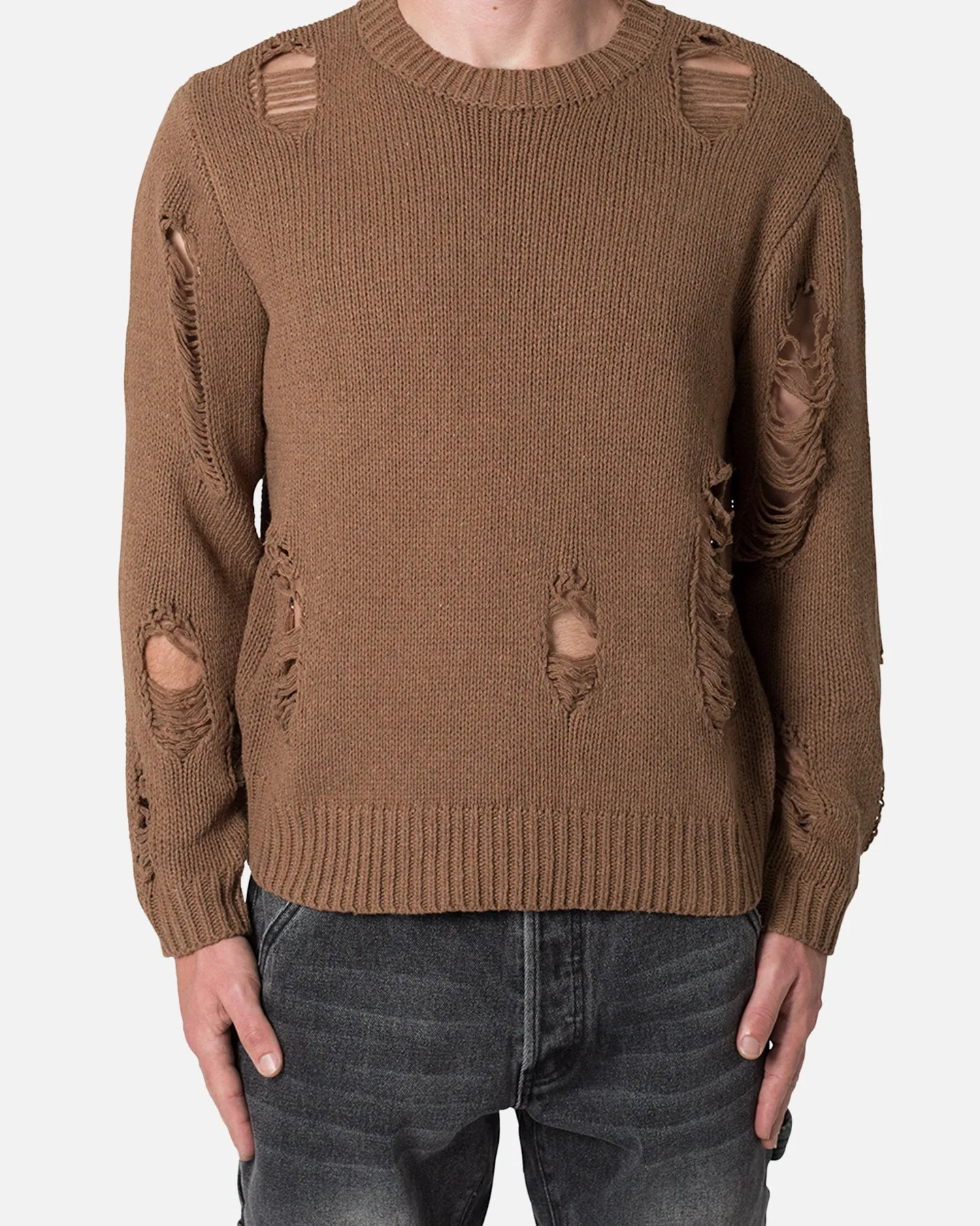 MNML Distressed Sweater Brown