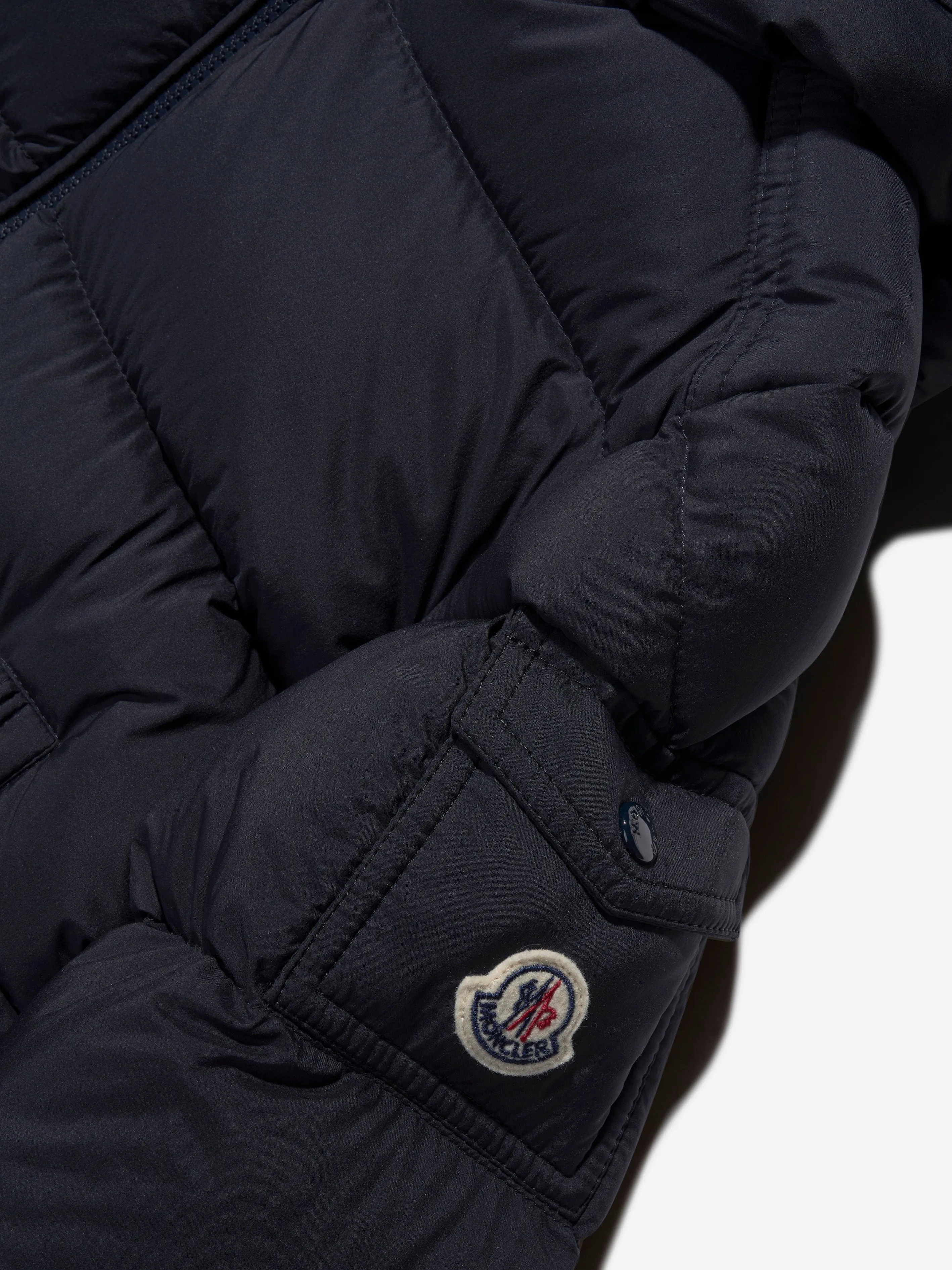 Moncler Enfant Boys Down Padded Marat Long Parka in Navy