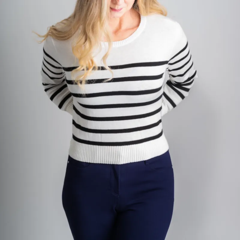 Movetes Lena Stripe Sweater - Black/White