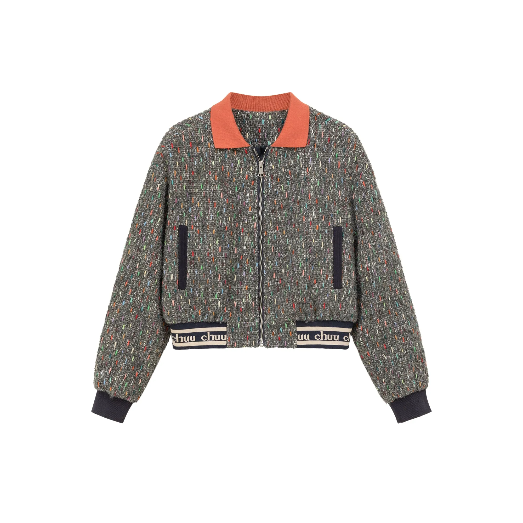 Multi Color Tweed Quilted Jacket