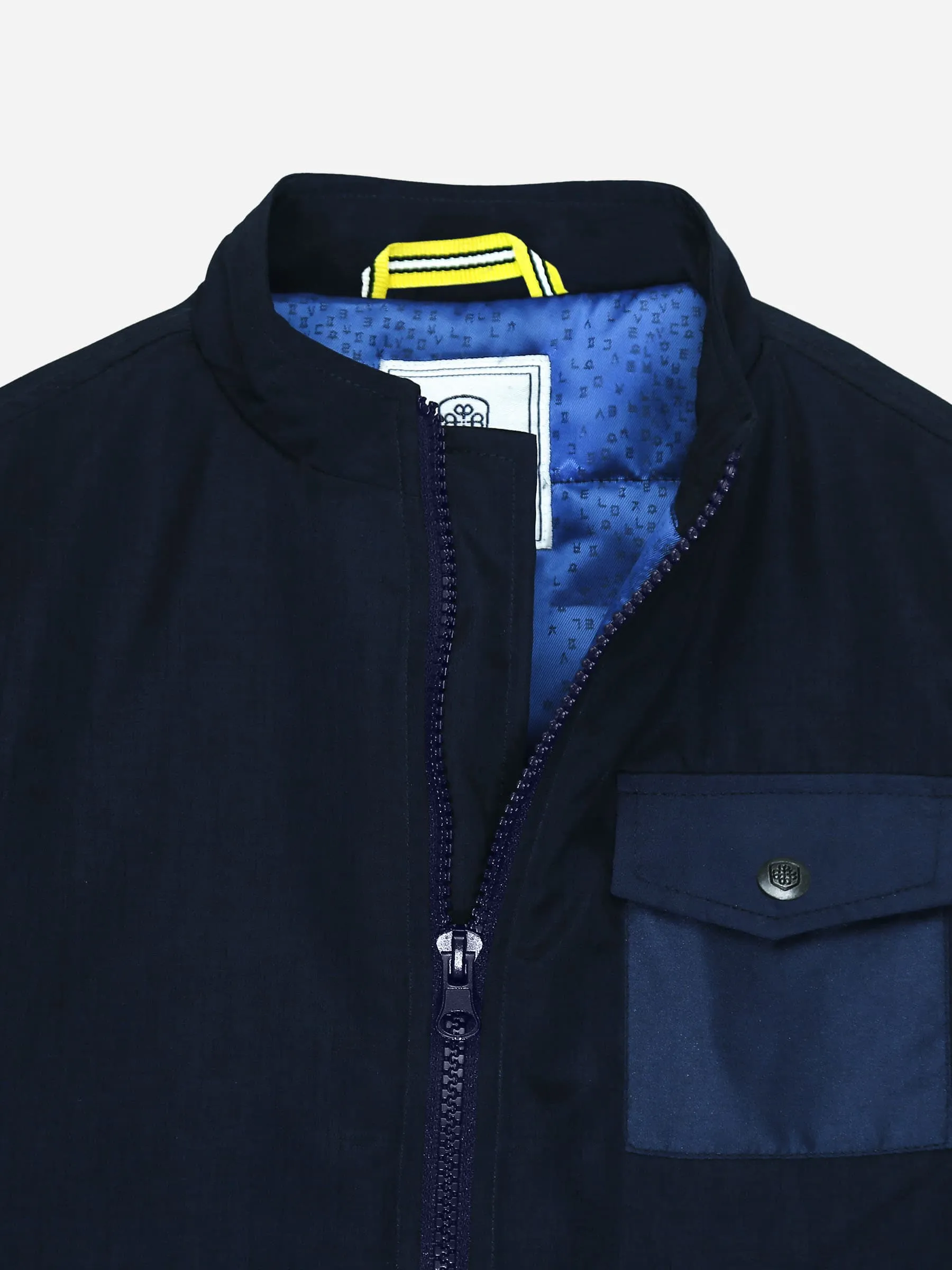 Navy Blue Quilted Casual Jacket