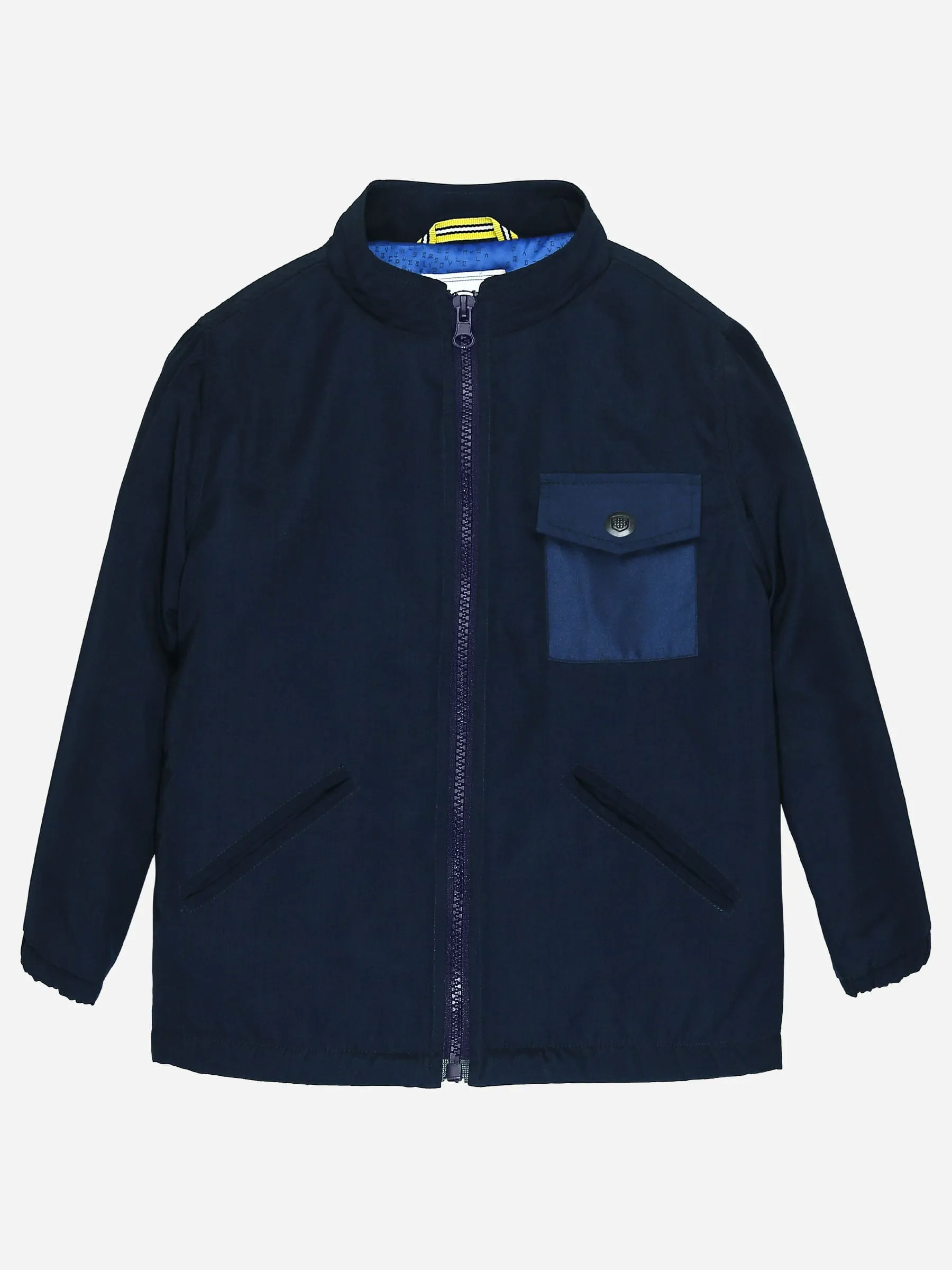 Navy Blue Quilted Casual Jacket