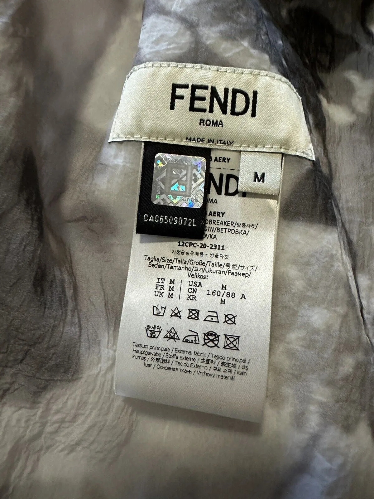 New $2550 Fendi Women Shady Flowers Tech Parka Gray/White Size M Italy