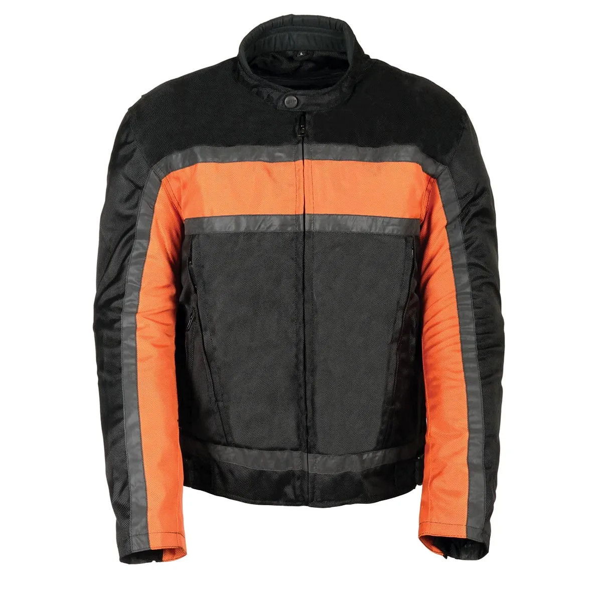 NexGen SH2095 Men's 'Racer' Black and Orange Textile Motorcycle Jacket