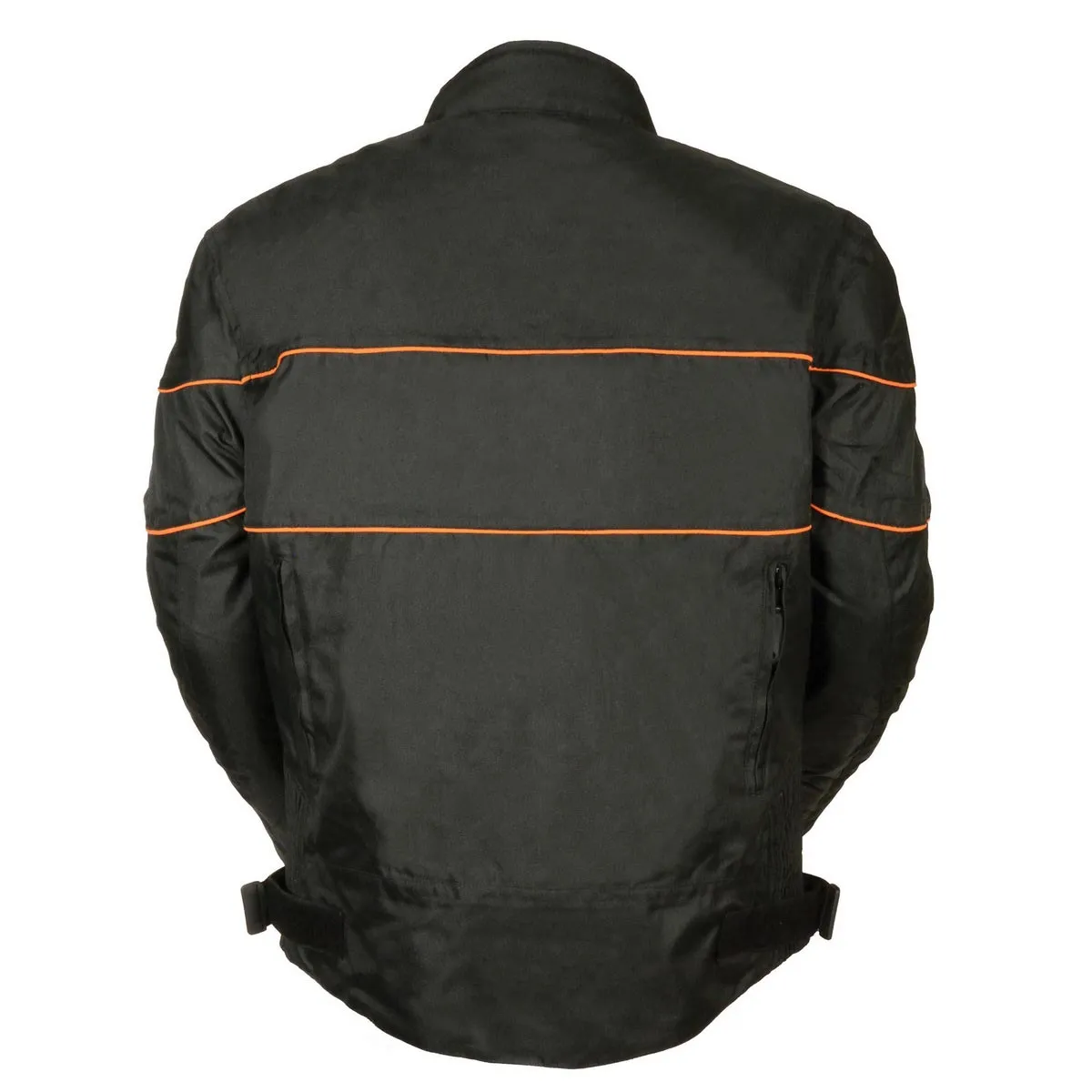 NexGen SH2285 Men's Black with Orange Stripes Scooter Style Textile Jacket