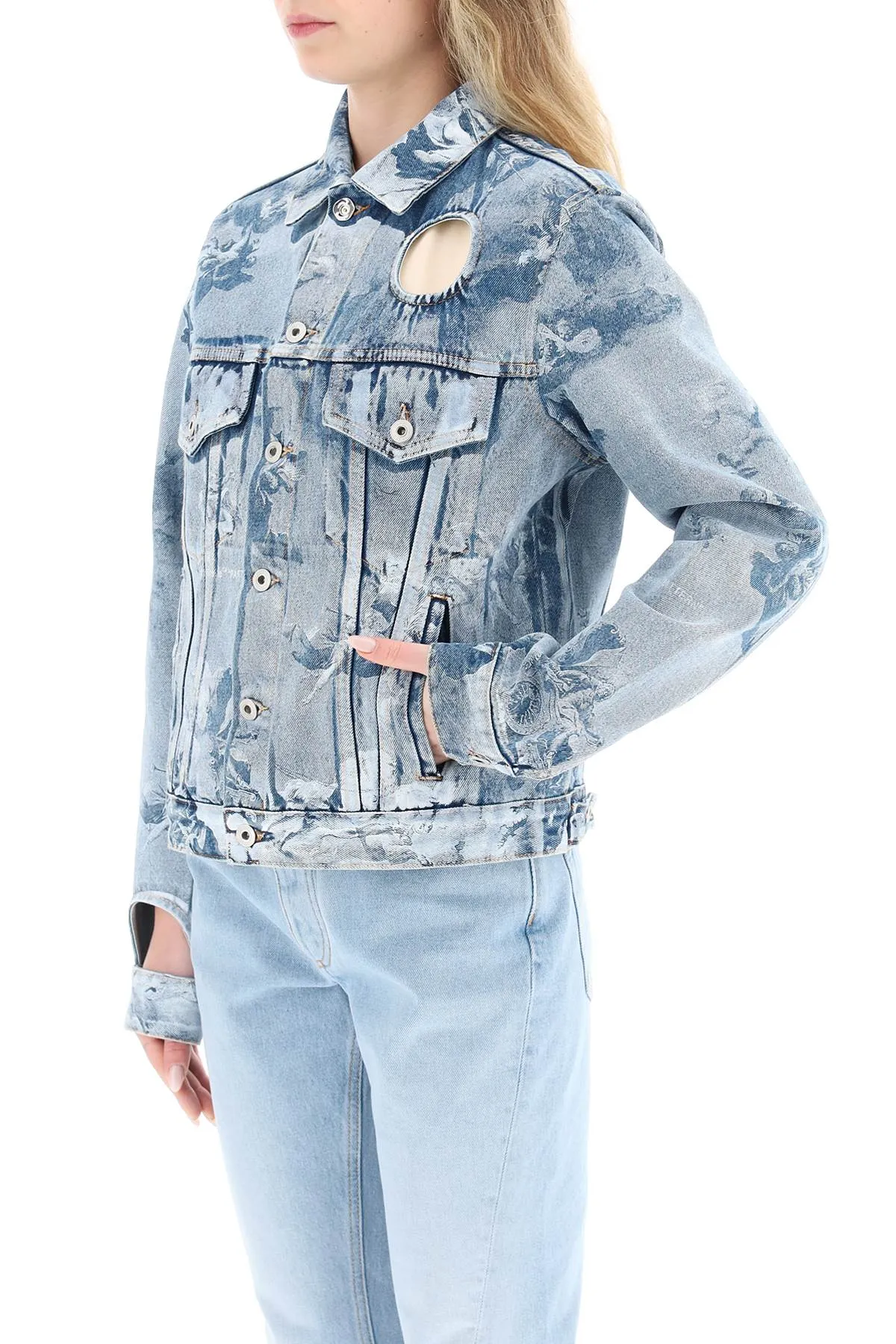 Off-white sky meteor denim jacket with cut-outs