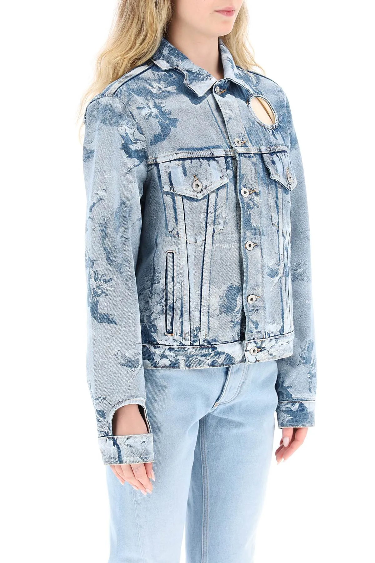 Off-white sky meteor denim jacket with cut-outs