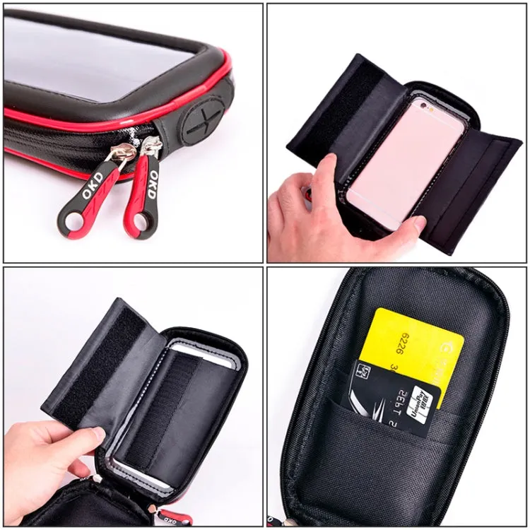 OKD Motorcycle Bicycle Touch Screen Waterproof Mobile Phone Bag Bracket L(Upgrade U-shaped Base)