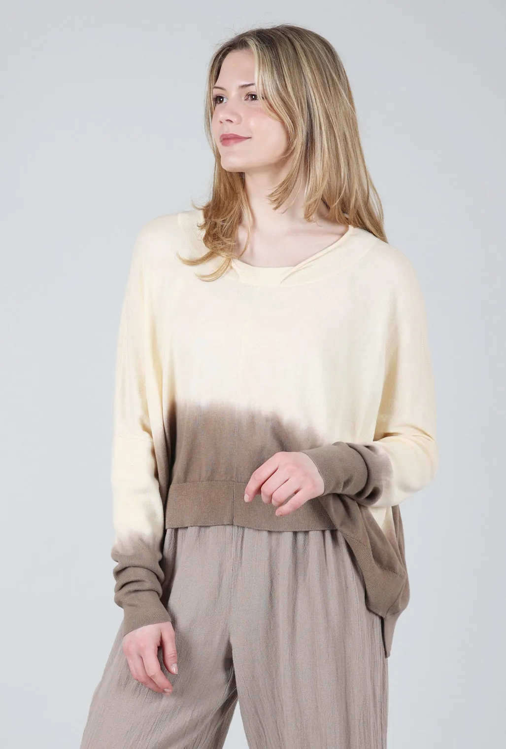 Ombre Crop Sweater, Butter/Fawn