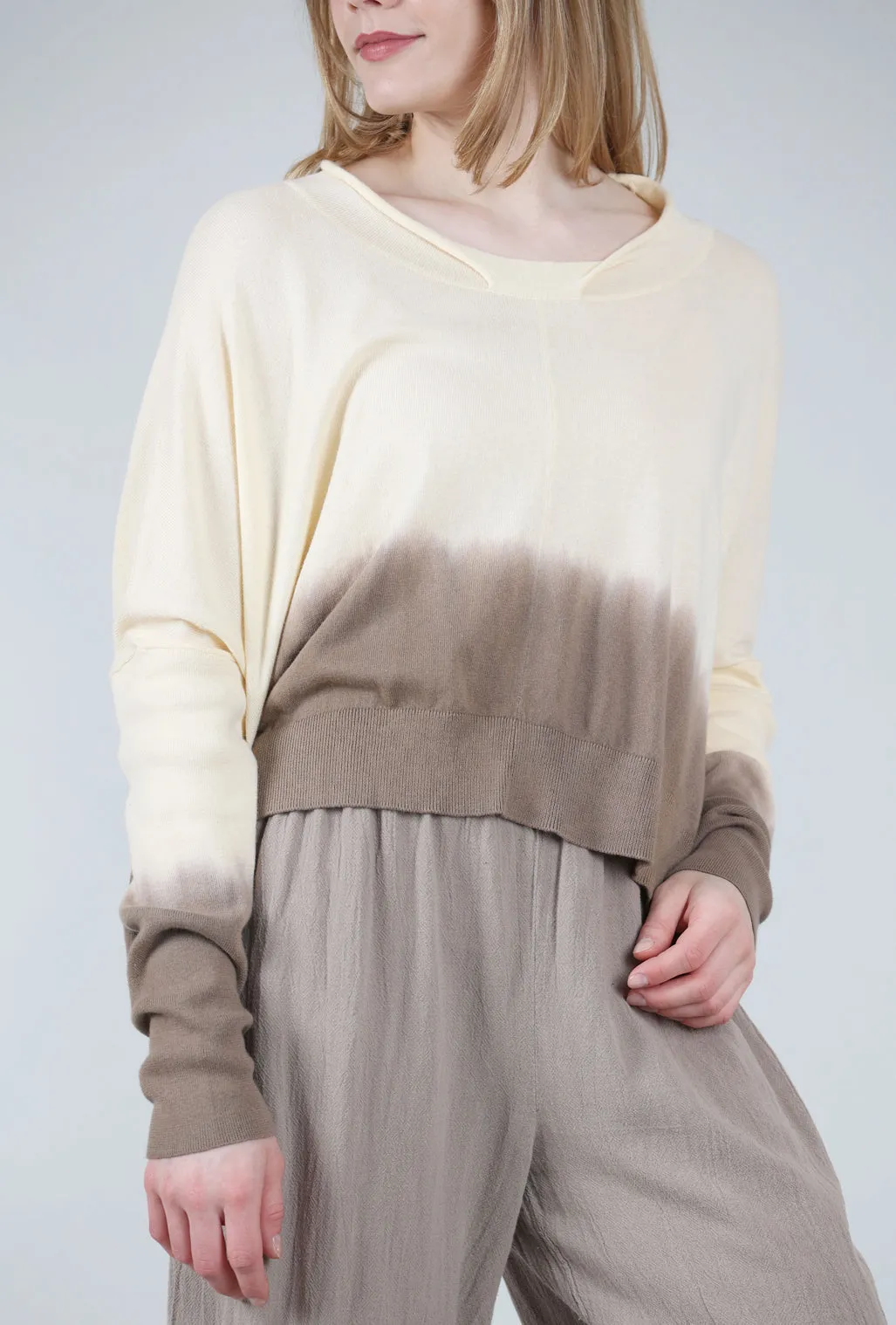 Ombre Crop Sweater, Butter/Fawn